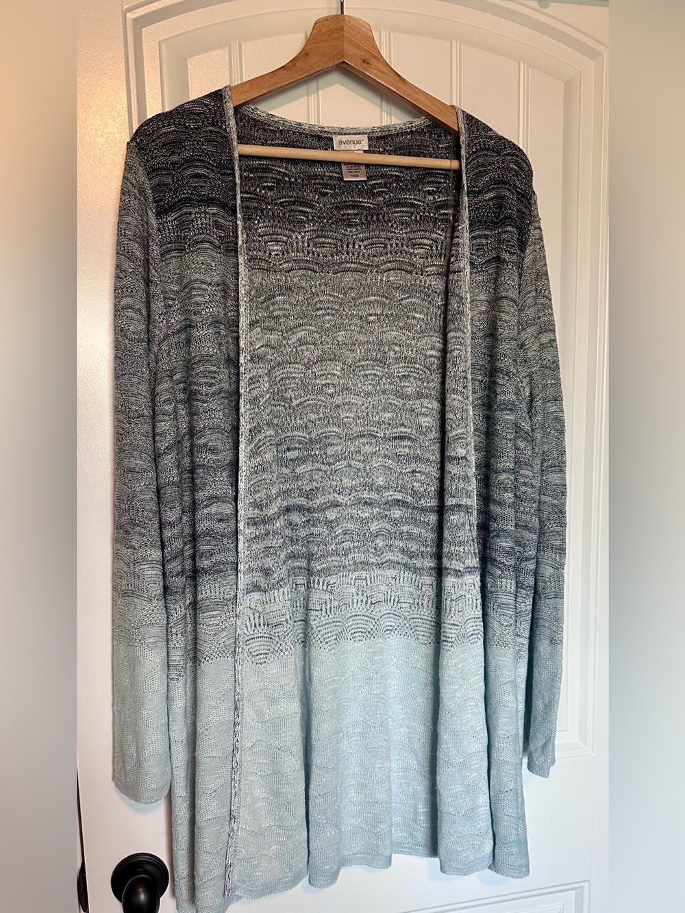 Avenue Ombre Open Front Cardigan Sweater Gray Blue